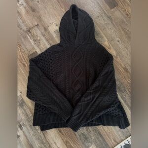 Fear of God- Black Cable Knit Hooded Sweater
